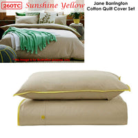 Thumbnail for Jane Barrington Cotton Quilt Cover Set Taupe/Sunshine Yellow Queen