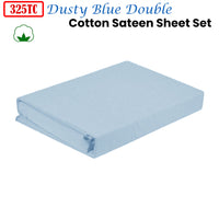 Thumbnail for 325TC 100% Cotton Sateen Sheet Set Dusty Blue Double