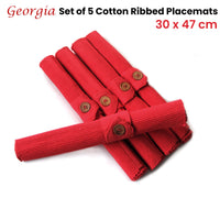Thumbnail for Set of 5 Georgia Cotton Ribbed Placemats 30 x 47cm