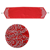 Thumbnail for Embroidered Faux Silk Table Runner 33 x 135 cm Eve Red Silver