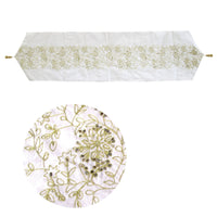 Thumbnail for Embroidered Faux Silk Table Runner 33 x 135 cm Fleur White Gold