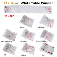 Thumbnail for Christmas Print White Table Runner 33 x 180cm Poinsettia
