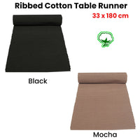 Thumbnail for Ribbed Cotton Table Runner 33 x 180 cm Mocha