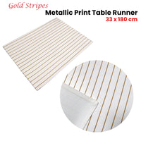 Thumbnail for Gold Stripes Cotton Metallic Print Table Runner 33 x 180 cm