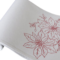 Thumbnail for Christmas Print White Table Runner 33 x 180cm Two Poinsettia
