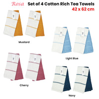 Thumbnail for Set of 4 Rosa Cotton Rich Terry Tea Towels 42 x 62cm Cherry