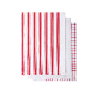 Thumbnail for IDC Homewares Set of 3 Gardenia Cotton Tea Towels Red