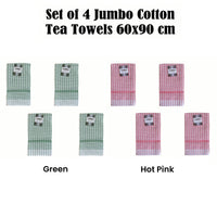Thumbnail for Set of 4 Cotton Checkered Jumbo Tea Towels 60x90cm Green