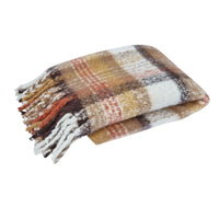 Thumbnail for J Elliot Home Aiden Sand Multi Faux Mohair Throw Rug with Fringe 130 x 160cm