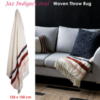 Thumbnail for J.Elliot Home Jaz Indigo Coral Woven Throw Rug