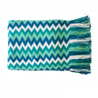 Thumbnail for IDC Homewares Chevron Knitted Throw Blue Multi