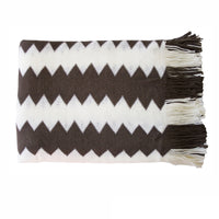 Thumbnail for IDC Homewares Chevron Knitted Throw Chocolate White