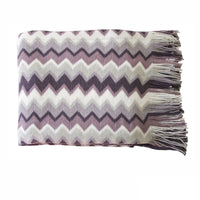 Thumbnail for IDC Homewares Chevron Knitted Throw Lilac Mix