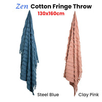 Thumbnail for J Elliot Home Zen Luxury Fringe Throw 130 x 160cm Steel Blue