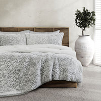 Thumbnail for Ardor Faux Fur Silver 3 Piece Comforter Set Single/Double