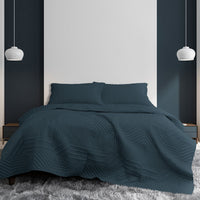 Thumbnail for Ardor Finley Navy 3 Pcs Quilted Coverlet Set Queen/King