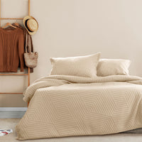 Thumbnail for Ardor Alton Linen Jacquard Embossed Texture Geo Quilt Cover Set King