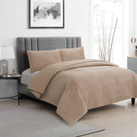 Thumbnail for Ardor Hana Champagne Embossed Velvet Quilt Cover Set King