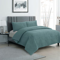 Thumbnail for Ardor Hana Stormy Sea Embossed Velvet Quilt Cover Set King
