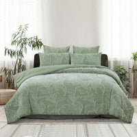 Thumbnail for Ardor Kiah Pale Olive Textured Clipped Jacquard Quilt Cover Set King