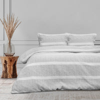 Thumbnail for Ardor Liam Chenille Textured Grey Quilt Cover Set Double