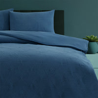 Thumbnail for Ardor Maxwell Navy Embossed Vintage Washed Quilt Cover Set Queen