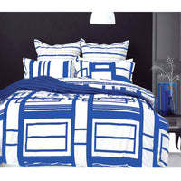 Thumbnail for Retro Home 250TC Cotton Rich Metropol Cobalt Quilt Cover Set Queen