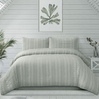 Thumbnail for Ardor Sommer Coastal Grey Seersucker Stripe Quilt Cover Set Queen