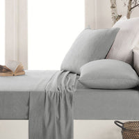 Thumbnail for Apartmento Easy-care Micro Flannelette Sheet Set Grey Single