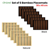 Thumbnail for Set of 6 Orient Bamboo Table Placemats 30 x 45cm Black