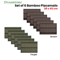 Thumbnail for Set of 6 Dreamtime Bamboo Table Placemats 30 x 45cm Brown