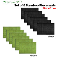 Thumbnail for Set of 6 Narrow Slat Bamboo Table Placemats 30 x 45cm Black