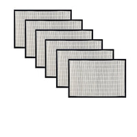Thumbnail for Set of 6 Bamboo Table Placemats White with Black Border 30 x 45cm
