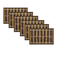 Thumbnail for Set of 6 Natural 2 Tone Bamboo Table Placemats 30 x 45cm