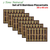 Thumbnail for Set of 6 Natural 2 Tone Bamboo Table Placemats 30 x 45cm