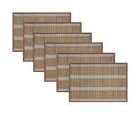 Thumbnail for Set of 6 Victoria Bamboo Table Placemats 30 x 45cm Light Brown/Silver
