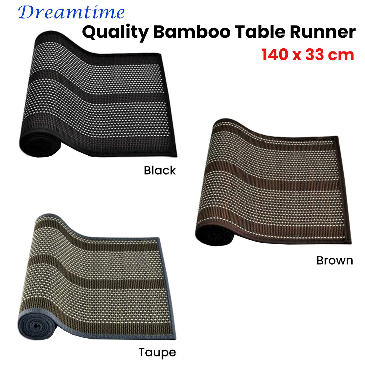 Dreamtime Bamboo Table Runner 140 x 33cm Taupe