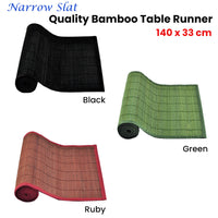 Thumbnail for Narrow Slat Bamboo Table Runner 140 x 33cm Black