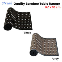 Thumbnail for Streak Bamboo Table Runner 140 x 33cm Grey Brown Silver