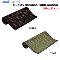 Thumbnail for Multi Stitch Bamboo Table Runner 140 x 33cm Black