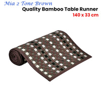 Thumbnail for Mia 2 Tone Brown Bamboo Table Runner 140 x 33cm