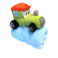 Thumbnail for Baby Blue Blanket with Toy Tractor