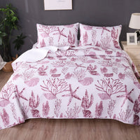 Thumbnail for Ramesses Coast Pink 3 Pcs Bamboo Blend Ultrosonic Reversible Comforter Set King