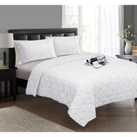 Thumbnail for Ramesses 3 Piece Jacquard Floral Comforter Set Queen White