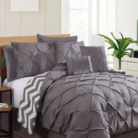 Thumbnail for Ramesses 7 Piece Pinch Pleat Comforter Set Charcoal King