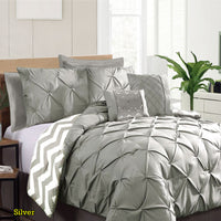 Thumbnail for Ramesses 7 Piece Pinch Pleat Comforter Set Silver Queen