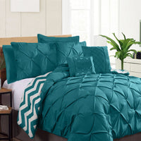 Thumbnail for Ramesses 7 Piece Pinch Pleat Comforter Set Teal Queen