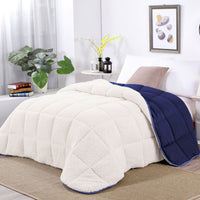 Thumbnail for Shangri La Blue Depth Sherpa Fleece Reversible 3 Pcs Comforter Set Queen