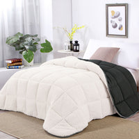 Thumbnail for Shangri La Charcoal Sherpa Fleece Reversible 3 Pcs Comforter Set Double