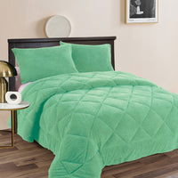 Thumbnail for Ramesses Teddy Fleece 3 Pcs Comforter Set Aqua (Frost) King